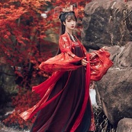 ️ Hanfu Women ️ ️ ️ Beauty Makeup Hanfu Women Ancient Costume Long Red Style Big Sleeve Shirt Ancient Costume Suit Breast-length Skirt Fairy Skirt Ancient Costume Hanfu