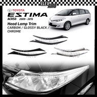 Toyota Estima ACR50 2009 - 2015 Head Lamp Headlamp Eyelid Trim Carbon Chrome Black Garnish Accessori