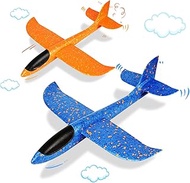 VCOSTORE Polystyrene Aeroplane - Pack of 2 Toys Large Glider Plane Throwing Glider Aviator Styrofoam