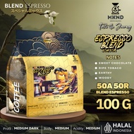 [BLEND] ESPRESSO COFFEE 100% COFFEE BEANS ESPRESSO MILK ROBUSTA BEANS 50% ARABICA 50% 100 GRAM MKND 