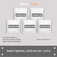 (5 Pcs) Square Sofa Cushion Insert (size 40x40 cm) - Soft Chair Cushion - Soft, Durable Silicon Fibe