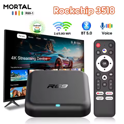 Android 14 TV Box R69-1 Dual Wifi2.4G/5G BT5.0 4K UHD HDR Media Player 2GB RAM 16GB ROM Smart Set To