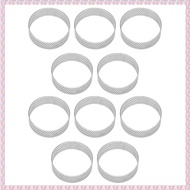 (QBEP) 10Pcs 6cm Circular Tart Ring Dessert Stainless Steel Perforation Fruit Pie Quiche Cake Mousse