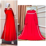 GAMIS INJI MERAH PUTIH // GAMIS LENGAN LIST PANJANG