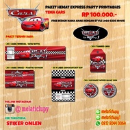 Paket HEMAT EXPRESS Stiker & Label untuk Ulang Tahun Anak tema CARS