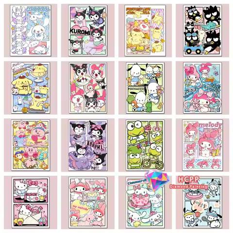 Kuromi Hello Kitty Diamond Painting Kit Square Round Diamond 5D DIY Cross Embroidery Handmade Art Un