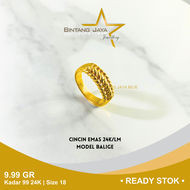 Cincin Emas Kadar 24K (LM) 99 Berat 9.99 gr gram Size Ukuran 18 Model Balige Cicin Perhiasan Gold Ma