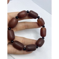 D3774 Natural Raw Ore Old Mine Agate Dzi Beads Barrel Gold Hand Bracelet Size About Width 13.5mm Wei