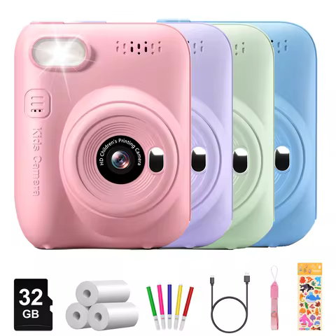 Instant Print Camera for Kids, 3.0" Kids Camera for 6-12 Year, 32MP HD 1080P Digital Camera with 3 R