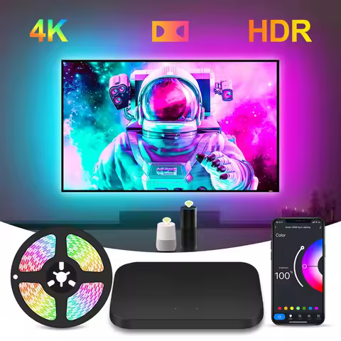HDMI 2.1 Ambient LED Backlight for 17-120 inch TV PC LED Strip Lights HDMI Sync Box Support 4K 120Hz