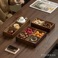 New Chinese Style High-Value Walnut Color Bamboo Made Palace Grid Plate Coffee Table Snacks Candy Nu