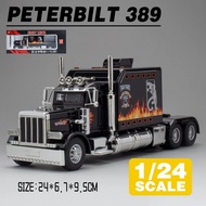 Great1:24 Peterbilt 389 Metal Alloy Toys Car Model Diecast Vehicle For Boys Kids Simulation Sound Li
