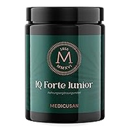 Medicusan IQ Forte Junior - 1,500mg Ginkgo Biloba - 400mg Ginseng and much more - 15% NRV Iron, Zinc, Vitamin B12 &amp; VitaminC from Natural Sources - Currant Flavour - Dissolve Powder - 100g/30 Days
