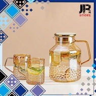 Heat Resistant Glass Pitcher Fire Water Jug 1.8l With 2 Cups Bss18 Orange