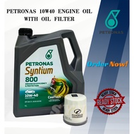 Petronas Syntium 800 10W40 10W-40 Semi Synthetic SN/CF Engine Oil 4L + Oil Filter PROTON TOYOTA PERODUA NISSAN HONDA KIA