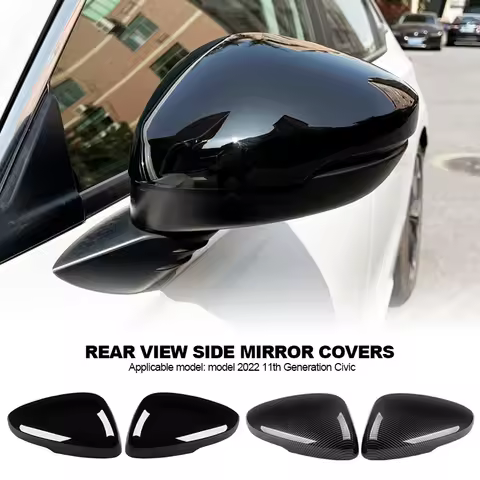 2Pcs Carbon Fiber Style Rear View Side Mirror Cover Rearview Caps For Honda Civic 11th 2022 ABS