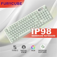 FURYCUBE IP98 Membrane Keyboard Foundation New Keycaps Knob RGB 95% Layout Gaming Keyboard