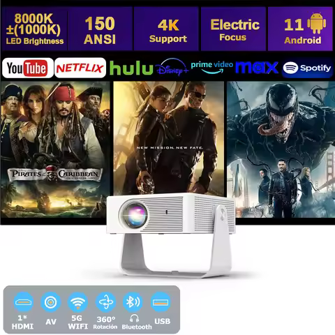 New Arrival Android 11 Portable Smart Projector X3 Home Theater with Auto Focus 2.4G 5G Wifi LCD Lam