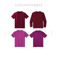 Kids Basic Plain Maroon Cotton T-shirt Microfiber Jersey - Dark Magenta Burgundy Long - Baju Jersi Kosong Budak JAZALO