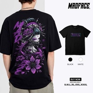 Customizable Street Series - Purple Flower Geisha 1- Unisex Cotton Shirt Black and White Casual Crew