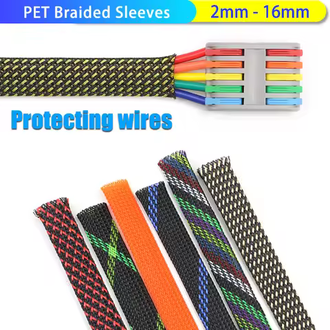 2/5/10M 2mm-16mm Flexible PET Braided Sleeve Wire Loom Wrap for Auto/Electrical Cable Abrasion Cable