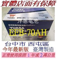 台中西屯洋蔥汽車電池 駐車熄火系統 YUASA 湯淺 台灣製造 EFB級 LN3 70AH 另售 LN4 LN5 LN2