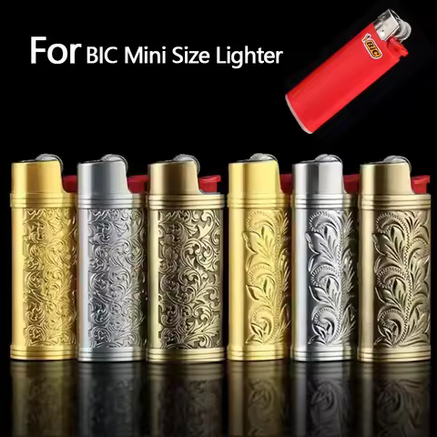 Retro Metal Lighter Case Cover Holder For Bic Mini Size J5 Lighter Metal Armor Disposable Gas Lighte