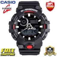 Original G-Shock GA700 Men Sport Watch Japan Quartz Movement Dual Time Display 200M Water Resistant Shockproof and Waterproof World Time LED Auto Light Sports Wrist Watches with 4 Years Warranty GA-700-1A (Free Shipping Ready Stock)