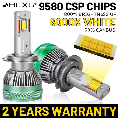HLXG H7 H11 Led Headlight 9580 CSP H4 H1 9005 9006 9012 Car Bulb 6000K White H3 Super Brightnes IP68
