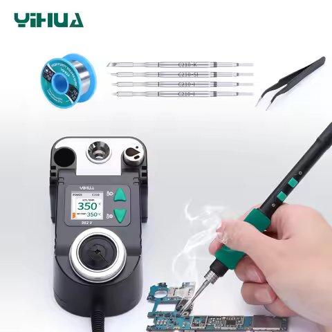 YIHUA 982-V Soldering Iron Station with C210 C245 Remote Control Handle Rapid Heating Temp Correctio