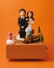 客製化人物旋轉音樂盒,提供相片客製人物造型,小火車可隨著音樂旋