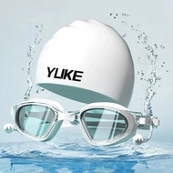 Adult Swim Goggle Cap Unisex HD Anti-fog Swimming Goggle Cap Waterproof Silicone Swim Glasses with E