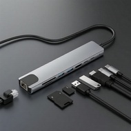 4K 60Hz 8-in-1 USB-CHDMI,VGA,MacBook/iPad//  4K 60Hz 8-in-1 USB-C ke HDMI Hub dengan VGA untuk MacBo