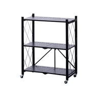 Ci2DMRbWชั้นวางของพับเก็บได้ ดำ3/4ชั้น ของแท้ เหล็ก100% เก็บได้ ประหยัดพื้นที่พับเก็บได้ ไม่ต้องประก