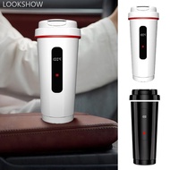 LOOKSHOW Portable 12V/24V 500ml Smart Car Heating Cup 316 Stainless Steel Electric Kettle for Vehicl