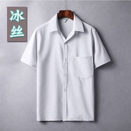 Men's Ice Silk Casual Short Sleeve Shirt Summer Loose Polo Top Thin Casual Simple Versatile Short Sleeve T-shirt