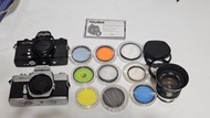 古董底片相機+鏡頭F3.5 28mm+配件 型號：Minolta SR505+SRT-101