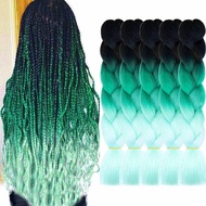 AIDUSA Color Braiding Hair 5pcs Synthetic Braids Hair Extensions 24 Inch Three Tones Braids for Box 