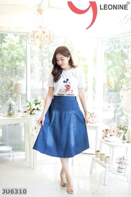 กระโปรงยีนส์ #JU6310 ขนาดฟรีไซส์ ยีนส์ผ้านิ่มสียีนส์เข้ม ใส่สบาย ใส่ได้หลายโอกาส แบบน่ารักมาก