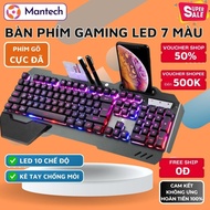 K618 7-Color LED Mechanical Gaming Keyboard with Anti-Fatigue Armrest, Smooth Typing Keys, 10 Flashi