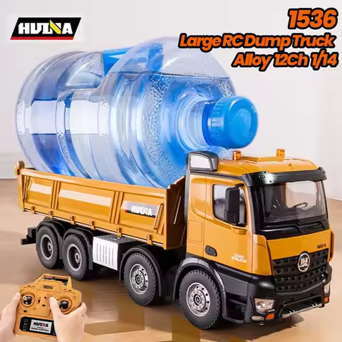 Huina Large 50Cm Rc Dump Truck 1536 12Ch 1/14 Alloy Remote Control Engineering 8Wheel Heavy-Duty Dum