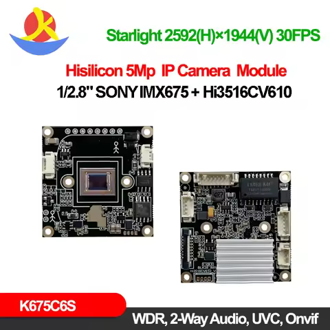 5Mp Starlight Imx675 Night Vision IP Camera Module Hi3516Cv610 30Fps Uvc Usb Webcam Rtsp Onvif Mini 