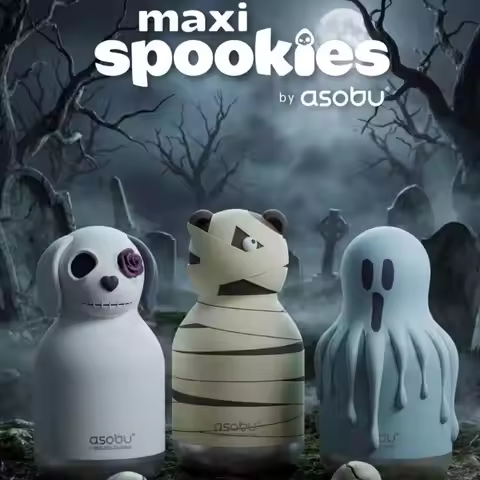 ASOBU 600ml Halloween Thermos Water Bottle, 18/8 Stainless Steel Vacuum Insulated Flask Leakproof Ho