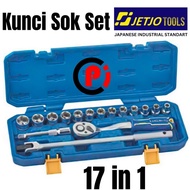 JETJO TOOLS Shock Socket Wrench Set Package 17 in 1 Drive Socket 1/ 2 Inch 8 to 24mm Plus L Bar Hand