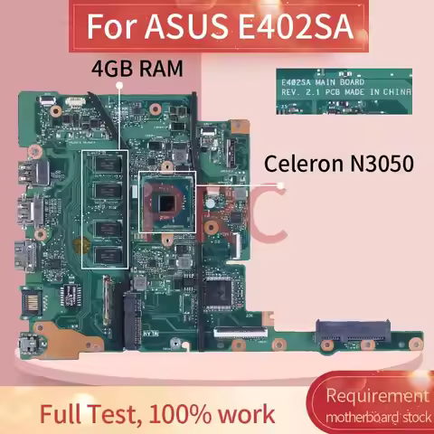 E402SA For ASUS E402SA E402S E502SA E502S Laptop Motherboard SR29H Celeron N3050 69N0SXM1BA00 DDR3 N