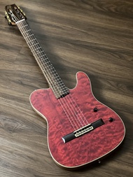 SQOE SPAIN SEGD900 NYLON ELECTRIC GUITAR WITH PIEZO IN DARK CHERRY RED