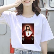 Baju Kaos Rohani Yesus Kristen Keluarga Wanita Jumbo Oversize Lengan Pendek