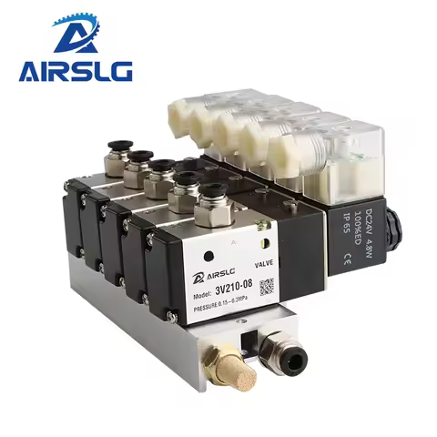 3V110-06-NC Normally Close Electromagnetic Solenoid Valve Block With Muffler Fitting Base Manifold D