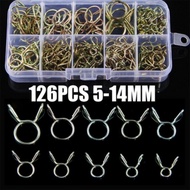 126pcs Hose Clamp M5-M14 High Quality Zinc Plated Spring Clips Gear Hose Fuel Line Clamp