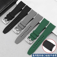2024 High quality❒卐 蔡-电子1 Curved silicone watch strap substitute for Omega Citizen Tissot Seiko Rolex Green Water Ghost men's rubber watch chain
